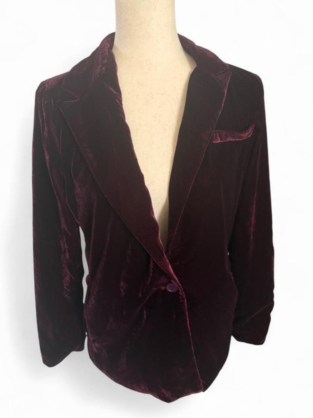 Burgundy Red Velvet Stretch Blazer Whimsigoth Dark Academia Women’s XS Goth Fall